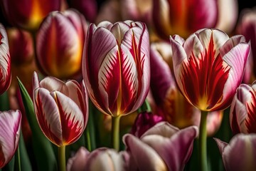 Fototapeta premium Beautiful tulips, given as a gift for Mother's Day, captured in close-up detail .. Creative resource, AI Generated