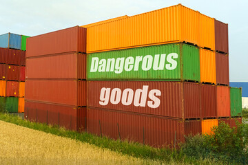 On colored containers for the carriage of goods, the inscription - dangerous goods