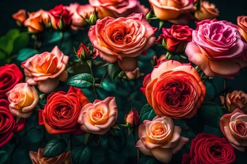 Pretty roses that are fully open and given as a present for Mother's Day, captured in vivid colors.. Creative resource, AI Generated