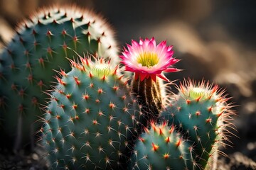 This text talks about how cactus flowers grow well in places with little water.. Creative resource, AI Generated