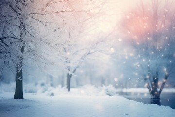 Winter landscape, Christmas New Year background, blurred