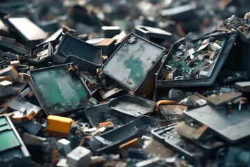 Electronic waste, or e-waste, occurs when people dispose of electronic devices they no longer need.  Creative resource, AI Generated