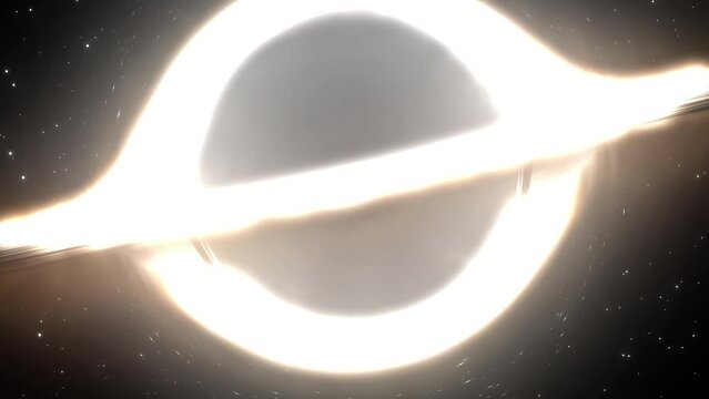 Supermassive black hole flies in the foreground against the background of a galaxy, a starry sky

