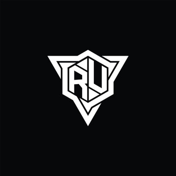 recommend clip art: RU Logo monogram hexagon shape with triangle outline sharp slice style design template