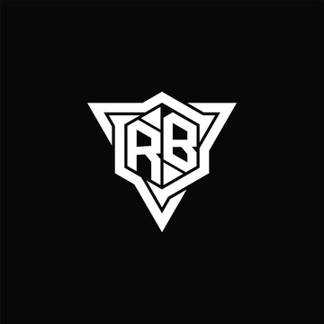 recommend clip art: RB Logo monogram hexagon shape with triangle outline sharp slice style design template