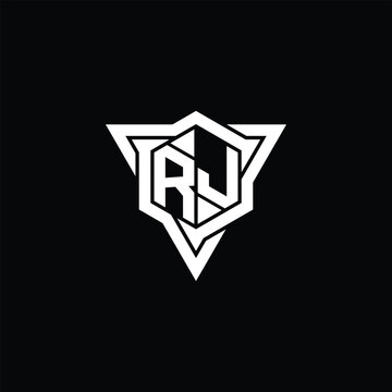recommend clip art: RJ Logo monogram hexagon shape with triangle outline sharp slice style design template