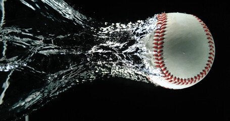 Baseball's Ball Falling into Water against White background