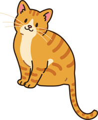 Simple and adorable illustration of orange tabby cat sitting