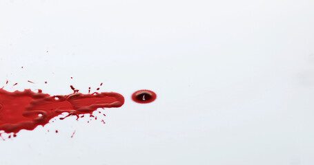 Blood Dripping against White Background