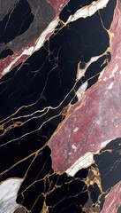 Abstract black red natural stone marble texture,  luxury tile surface background	
