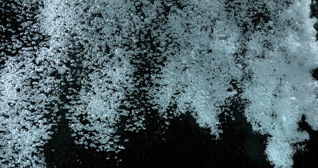 Bubbles of Air in the Water on Black Background