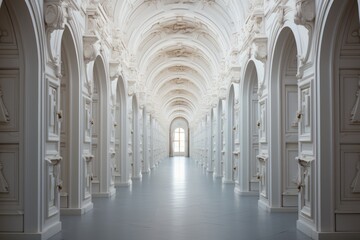 Obraz premium White doors stretching into infinity, each slightly ajar.