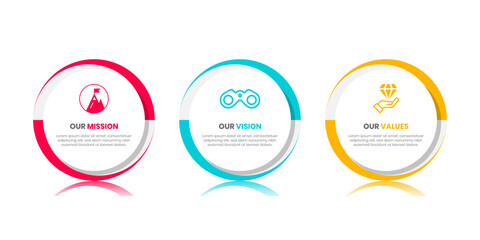 Mission Vision Values infographic Banner template. Company goal infographic design with  Modern flat icon design. vector illustration infographic icon design banner. © Artex