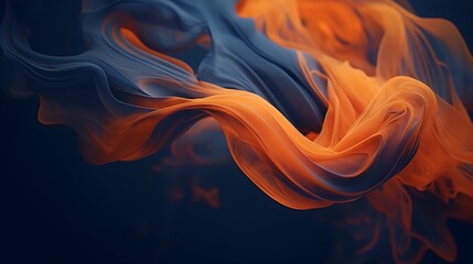 Obraz premium Liquid Ink Fusion: Ethereal Blue and Orange Dynamics, Digital art 3D illustration