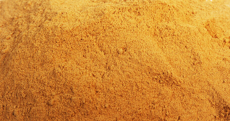 Ginger, Zingiber officinale, Powder against White Background