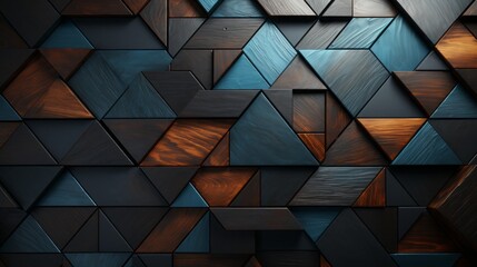 Realistic Geometric regular Triangular Dark low contrast wood pattern with random height variation between each module