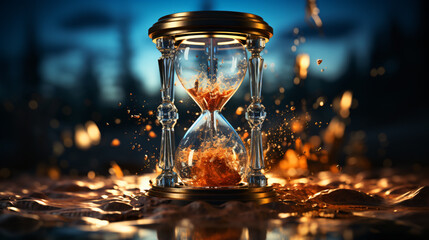 concept of time represented by a hourglass - obrazy, fototapety, plakaty
