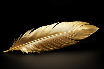 close up of a golden feather