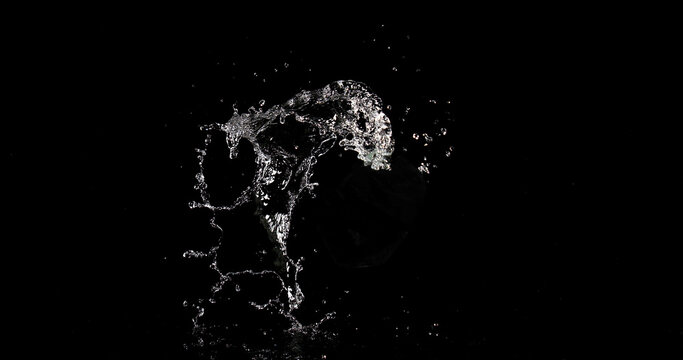 Water Bouncing and Splashing on Black Background