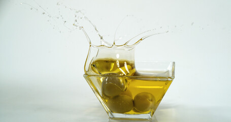 Green Olives, Olea europaea, Falling into a Jar