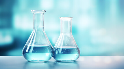 Glass flask and beaker in medical health science