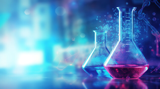 Glass flask and beaker in medical health science