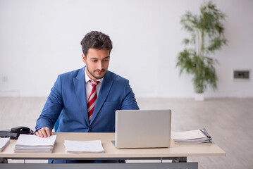 Young male employee working in the office