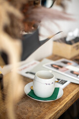 coffee cup and newspaper in the office