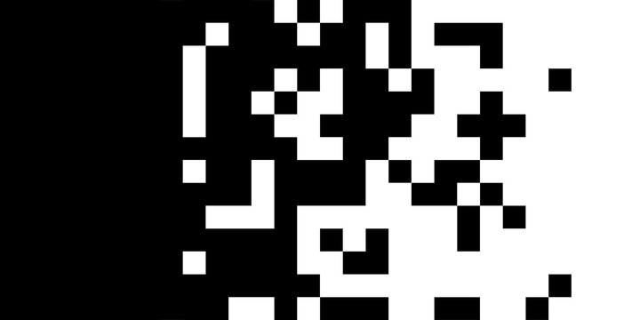 Abstract modern minimal black and white monochrome geometry square boxes or cubes grid pattern background fade out with copy space