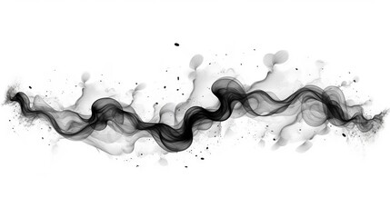 Black ink explosion. Acrylic ink on a white background. Black paint leak. Design element. Illustration for banner, poster, cover, brochure or presentation.