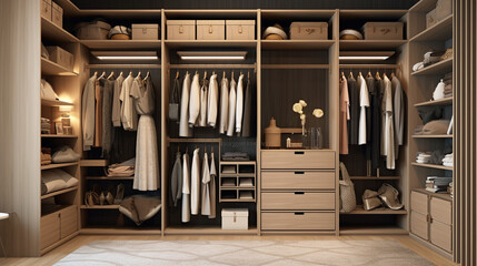A stylish and functional wardrobe for clothing. Created with Generative AI