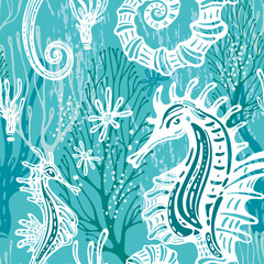 Seamless fashion pattern on a marine theme © Viktoriia Protsak