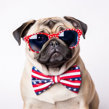 Bug Wearing Patriotic Sunglasses On White Background