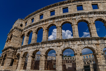 Naklejka premium Amphitheater in Pula tourist attractions gladiatorial arena