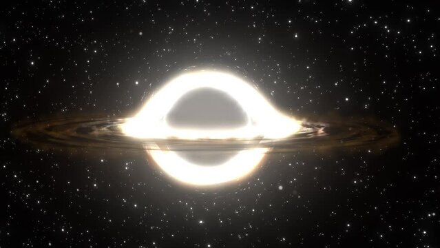Supermassive black hole flies in the foreground against the background of a galaxy, a starry sky
