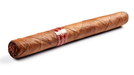 One cuban cigar placed on a white background. Created using Generative AI technology.