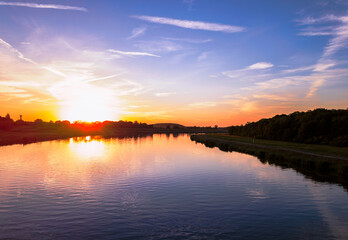 Sunset with a colourful sky over the river