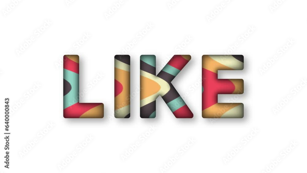 Poster Like word with wave effect animation video text on white background