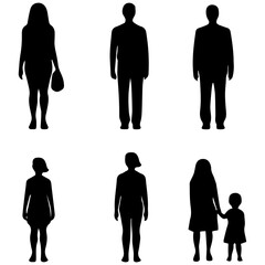 Vector illustration silhouettes of family on a white background