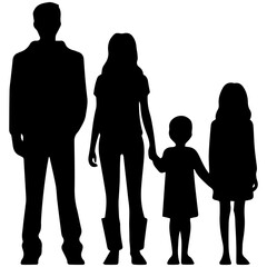 Vector illustration silhouettes of family on a white background