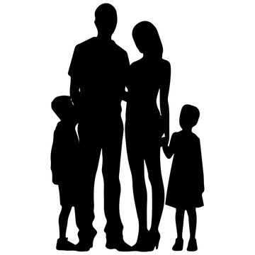 recommend clip art: Vector illustration silhouettes of family on a white background