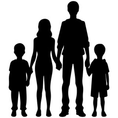 Vector illustration silhouettes of family on a white background