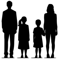 Vector illustration silhouettes of family on a white background