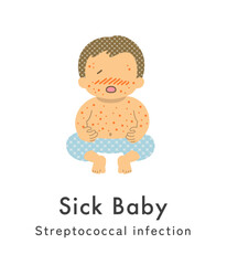 Stock Illustration: Sick baby _Streptococcal infection
