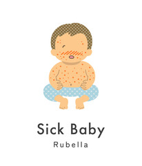 Stock Illustration: Sick baby _Rubella