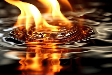 Metal background and flames reflecting off its surface. Gnerative AI