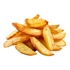 fried hot Potato wedges. Fast food. Isolated on white background