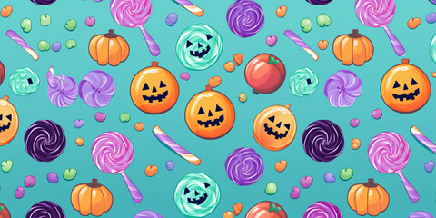 halloween candy wallpaper pattern texture background in pastel colors