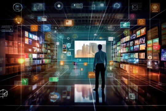 Person doing online shopping on the internet. Generative AI