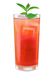 bloody Mary, red cocktail watercolor illustration isolated on transparent background